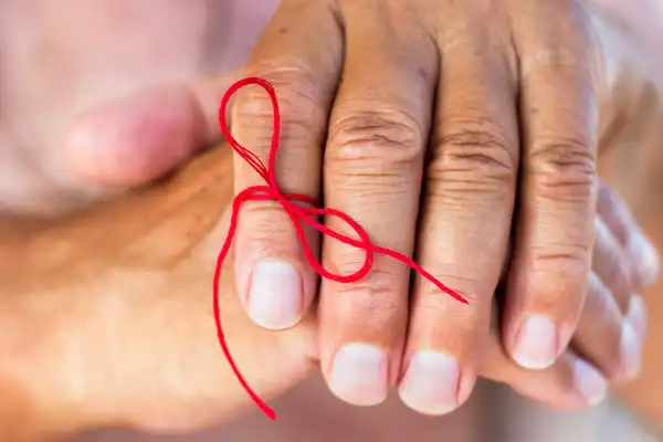 photo of reminder string on finger