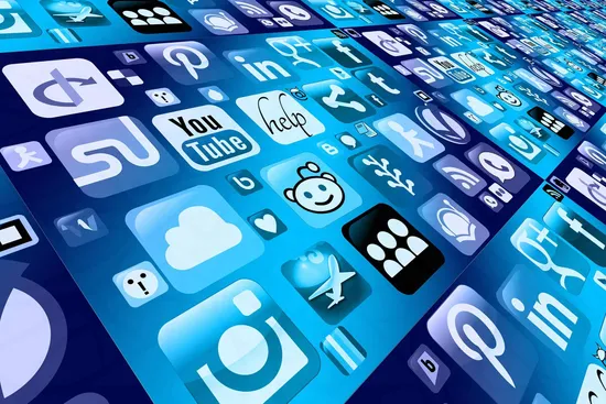 photo of social media icons concept tablet